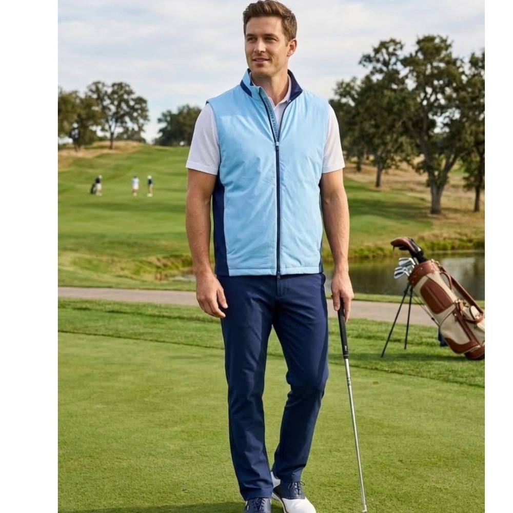 Holderness & Bourne Vest The King M Windsor Blue Golf Performance Full Zip